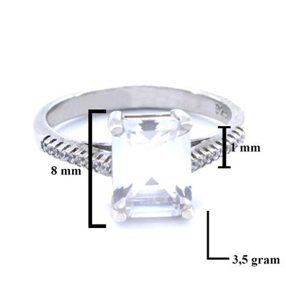 925 Ayar Gümüş Zirkon Baget Tek Taş Kadın Yüzük GKY-127