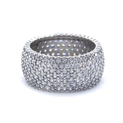 925 Ayar Gümüş Zirkon Taşlı 7 Sıra Tam Tur Kadın Yüzük GKY-100