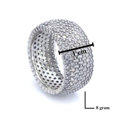 925 Ayar Gümüş Zirkon Taşlı 7 Sıra Tam Tur Kadın Yüzük GKY-100