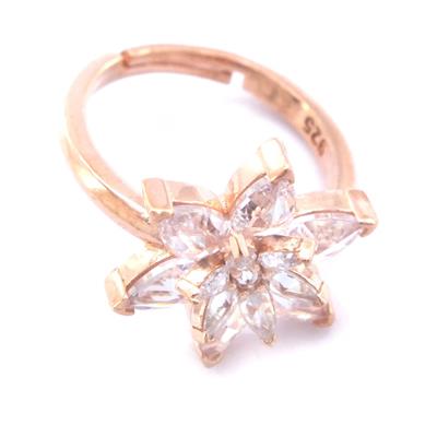 925 Ayar Gümüş Zirkon Taşlı Rose Çiçek Model Kadın Yüzük GKY-153