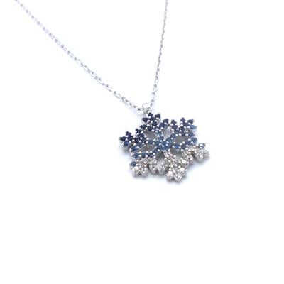 925 Ayar Mavi Zirkon Taşlı Kar Tanesi Gümüş Kolye GK-122