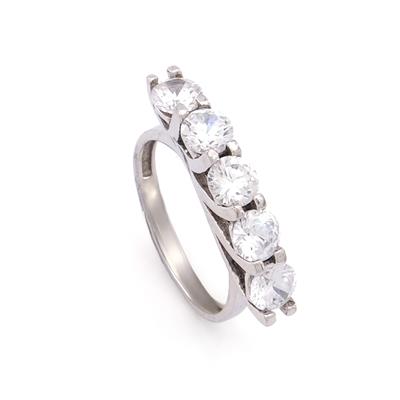 925 Ayar Gümüş Zirkon 5 Taş Özel Tasarım Kadın Yüzük GKY-111