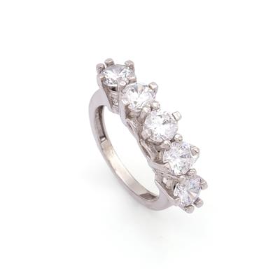 925 Ayar Gümüş Zirkon 5 Taş Sonsuzluk Detaylı Kadın Yüzük GKY-107