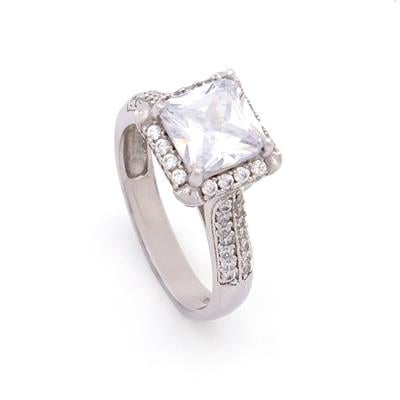 925 Ayar Gümüş Zirkon Baget Taşlı Tek Taş Kadın Yüzük GKY-125