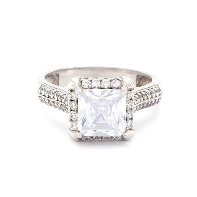 925 Ayar Gümüş Zirkon Baget Taşlı Tek Taş Kadın Yüzük GKY-125