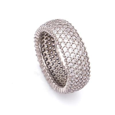 925 Ayar Gümüş Zirkon Taşlı 5 Sıra Tam Tur Kadın Yüzük GKY-101