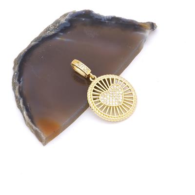 Ajda Charm Çelik Altın Kaplama Kadın Yuvarlak Kalpli Model-CHR-112