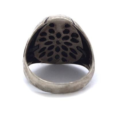 Akik Taşlı İşlemeli 925 Ayar Erkek Gümüş Yüzük GEY-209