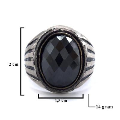 Akik Taşlı İşlemeli 925 Ayar Erkek Gümüş Yüzük GEY-209