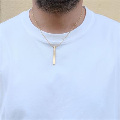 Altın Kaplama  Oval Uzun Erkek Kolye 60 cm  EKLY-108