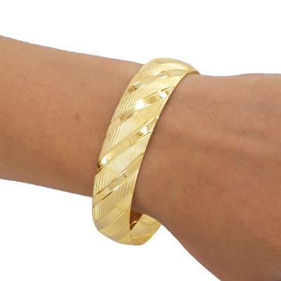 Altın Kaplama 15mm Yan Çizgili İmitasyon Bilezik BLZ-1414