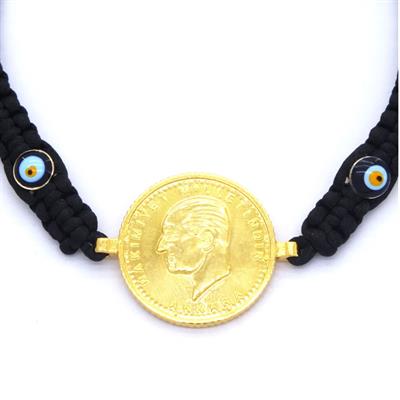 Altın Kaplama Ataliralı İpli Nazar Boncuklu Kadın Bileklik BLK-685