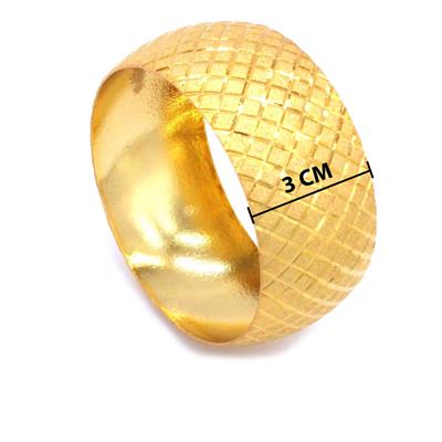 Altın Kaplama Baklava Desenli Mega Bilezik 30mm Kalınlık BLZ-1139