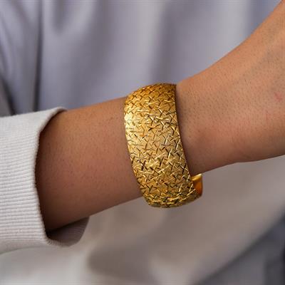 Altın Kaplama Cam Kırığı Model Bilezik 3 cm BLZ-3079