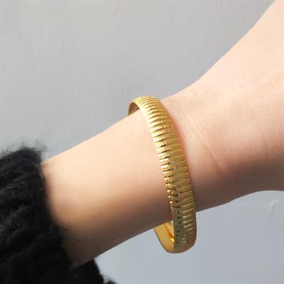 Altın Kaplama Çizgili Bilezik 0.8 cm BLZ-3051