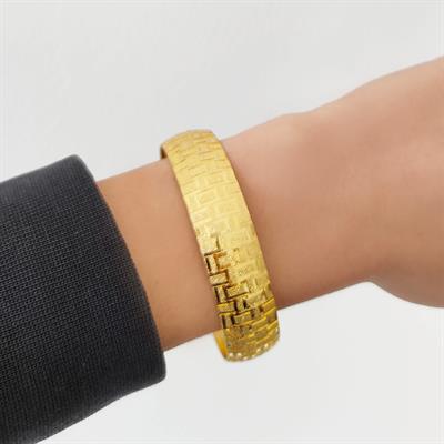 Altın Kaplama Desenli İmitasyon Bilezik 1,5 CM Kalınlık BLZ-1095