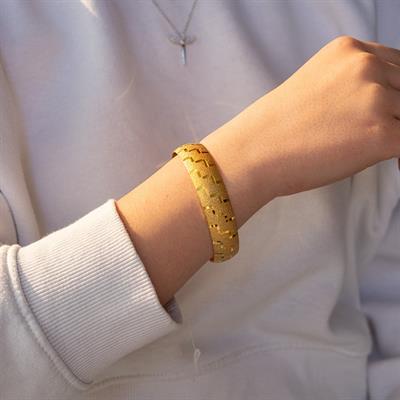 Altın Kaplama Desenli Simli Bilezik 1.5 cm BLZ-3043