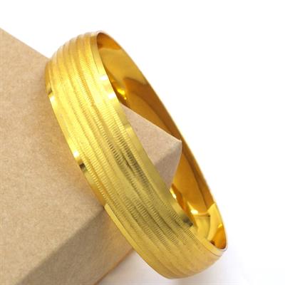 Altın Kaplama Düz Çizgili 1.5 cm Bilezik BLZ-3057