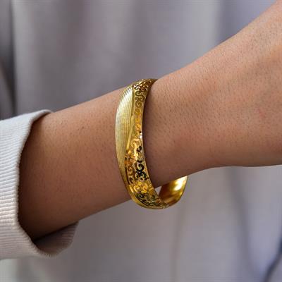 Altın Kaplama İşlemeli Bilezik 15 mm Kalınlık BLZ-1085