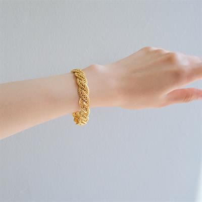 Altın Kaplama İşlemeli Örgü Bilezik BLZ-3094