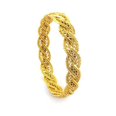 Altın Kaplama İşlemeli Örgü Bilezik BLZ-3094