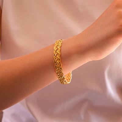 Altın Kaplama Lazerli Örgü Model İmitasyon Bilezik BLZ-3101