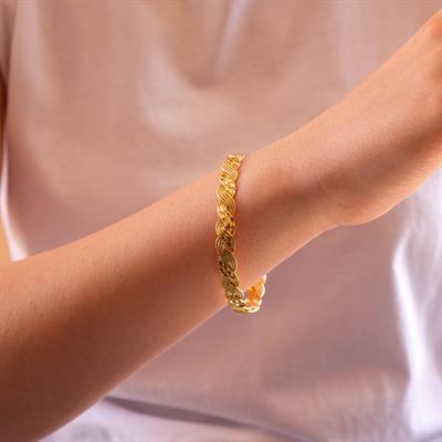 Altın Kaplama Lazerli Örgü Model İmitasyon Bilezik BLZ-3100