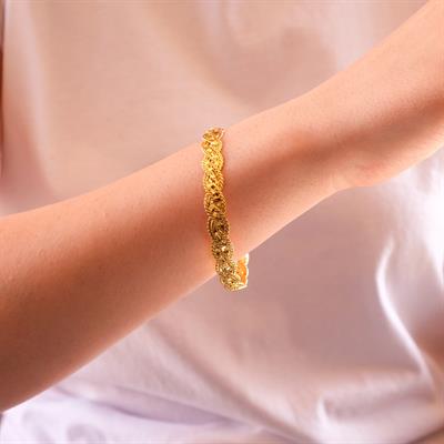 Altın Kaplama Lazerli Örgü Model İmitasyon Bilezik BLZ-3099