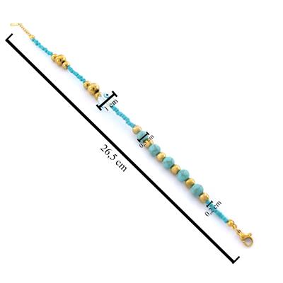 Altın Kaplama Mavi Doğal Taş Boncuklu Halhal HAL-191