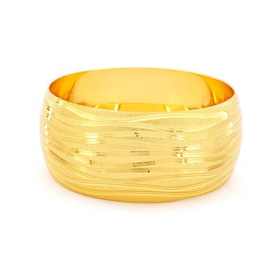 Altın Kaplama Mega Çizgili Bilezik 30mm Kalınlık BLZ-1147