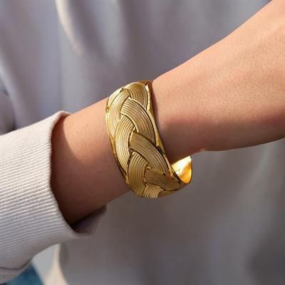 Altın Kaplama Örgü Model Mega Bilezik 30mm Kalınlık BLZ-1124