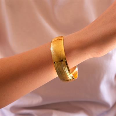 Altın Kaplama Parçalı Düz Ve Simli  2 cm Bilezik BLZ-3060