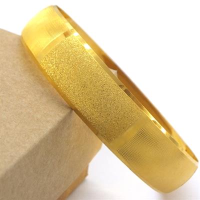 Altın Kaplama Parçalı Düz Ve Simli 1.5 cm Bilezik BLZ-3064