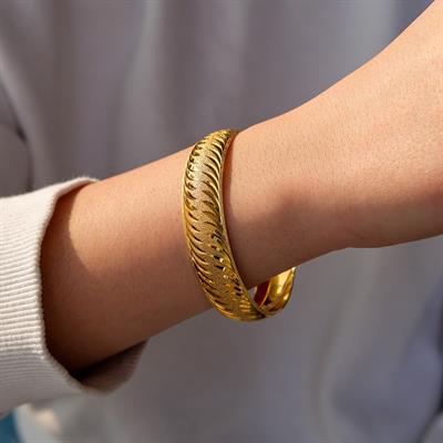 Altın Kaplama Rüzgar Model 1.5 cm Bilezik BLZ-3026