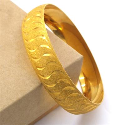 Altın Kaplama Simli Çizgili 1.5 cm Bilezik BLZ-3056