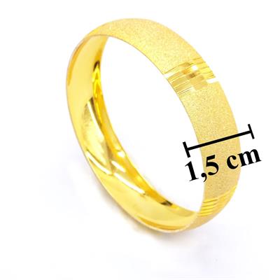 Altın Kaplama Simli Çizgili Bilezik 1.5 cm BLZ-3044