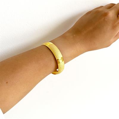 Altın Kaplama Simli Çizgili Bilezik 1.5 cm BLZ-3044