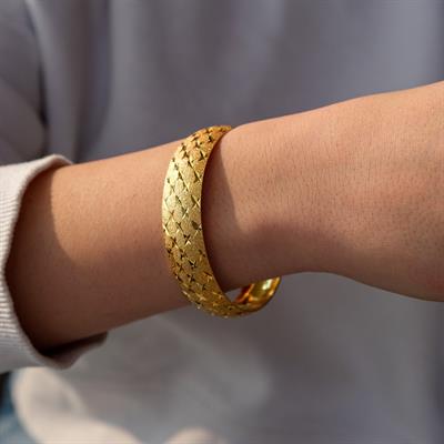 Altın Kaplama Simli Yıldızlı Baklava 1.5 cm Bilezik BLZ-3072