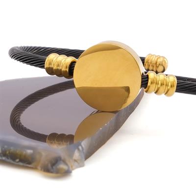 Altın Kaplama Siyah Erkek Bileklik EBLK-356