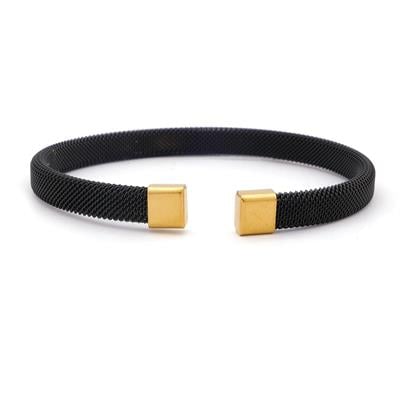 Altın Kaplama Siyah Erkek Kelepçe Bileklik EBLK-431