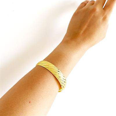 Altın Kaplama Yan Çizgili Bilezik 1.5 cm BLZ-3045