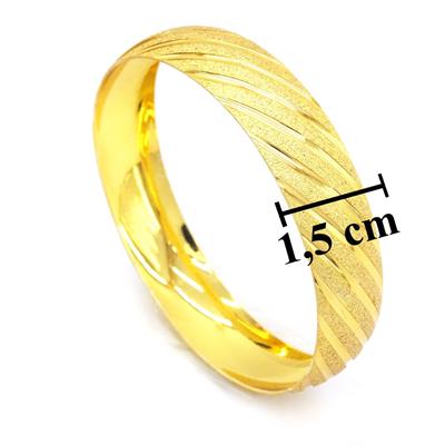 Altın Kaplama Yan Çizgili Bilezik 1.5 cm BLZ-3045