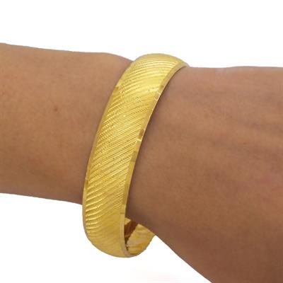 Altın Kaplama Yan Cizgili İmitasyon Bilezik 15mm BLZ-1307