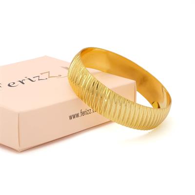 Altın Kaplama Yan Çizgili İmitasyon Bilezik- BLZ-3104