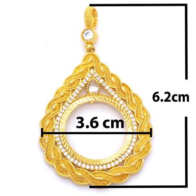 Altın Kaplama Zirkon Taşlı Örgülü Yarım Çerçeve Kolye Ucu TGR-369