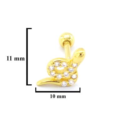 Altın Kaplama Zirkon Taşlı Yılan Piercing PRC-154