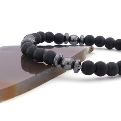 Ametist ve Oniks Doğal Taş Erkek Bileklik EBLK-317