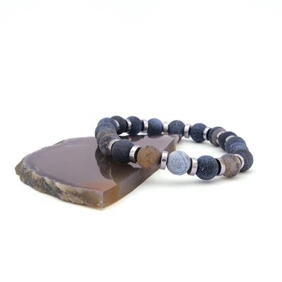 Antrasit Doğal Taş Erkek Bileklik EBLK-499