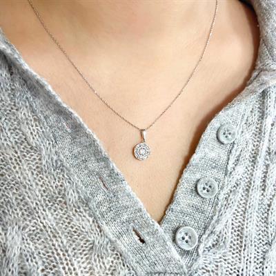 Baget Zirkon Taşlı Gümüş Kadın Kolye GK-149