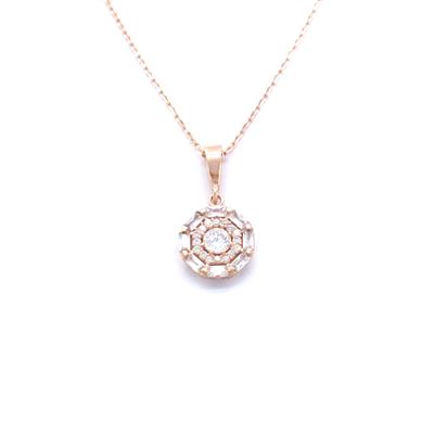 Baget Zirkon Taşlı Rose Gümüş Kolye GK-148